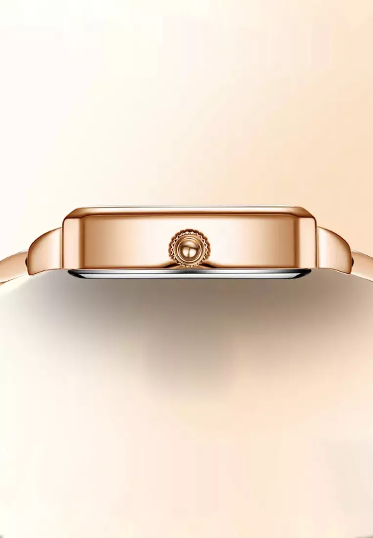 Ladies IP Rose Gold and Stainless Steel Quartz Watch, 32mm Watch Case Height, Stainless Steel Bracelet, Malachite Dial