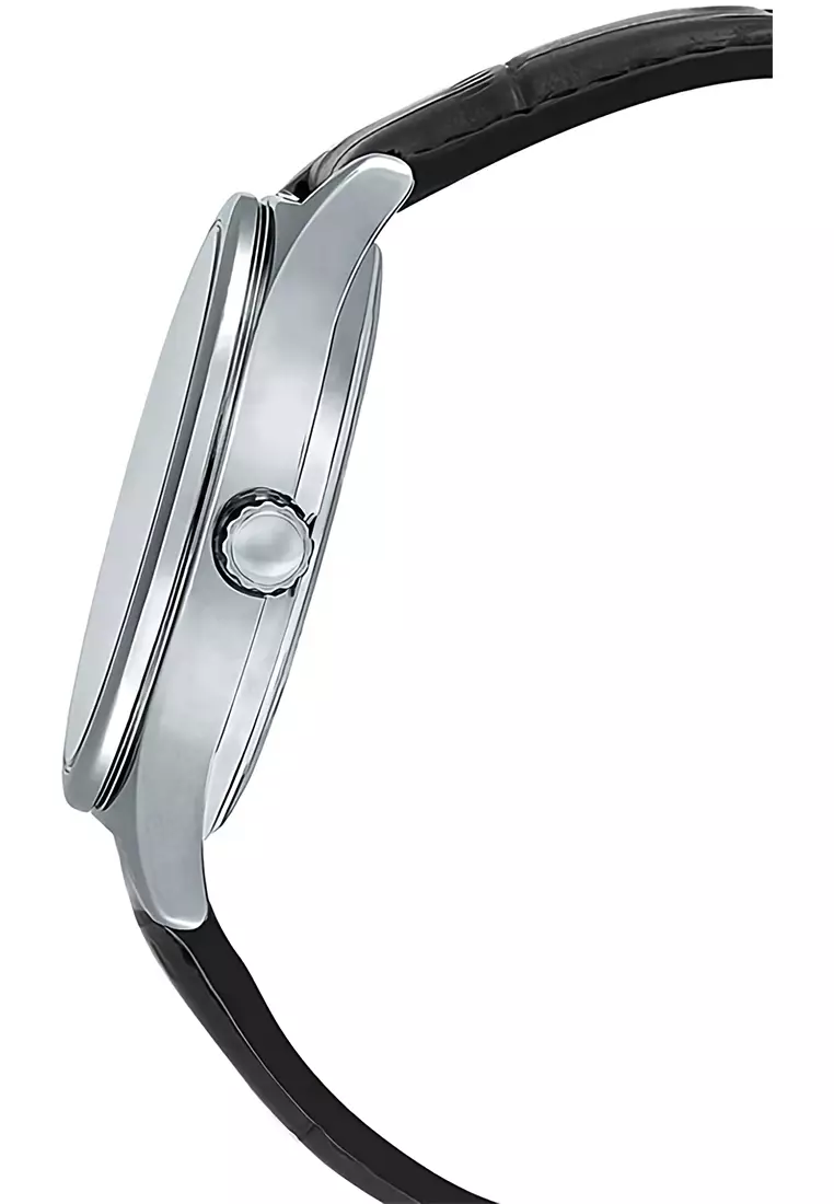 Casio - Jam Tangan Pria - Silver - Black Leather Strap - MTP-V006L-7BUDF