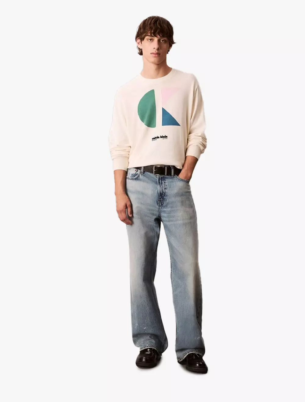 Calvin Klein - Long Sleeve Color Block Graphic Cotton sweater