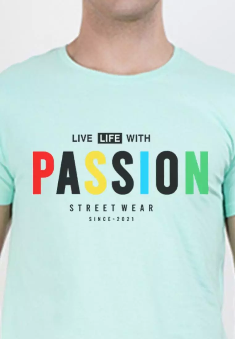 Buy QuirkyT Passion Print Graphic Mint Cotton Short Sleeve