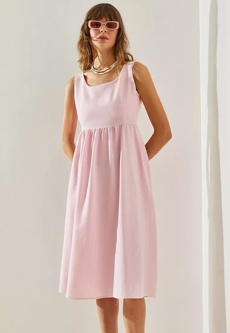 Women's Thick Strap Gabardine Linen 5936 Dress 60251390