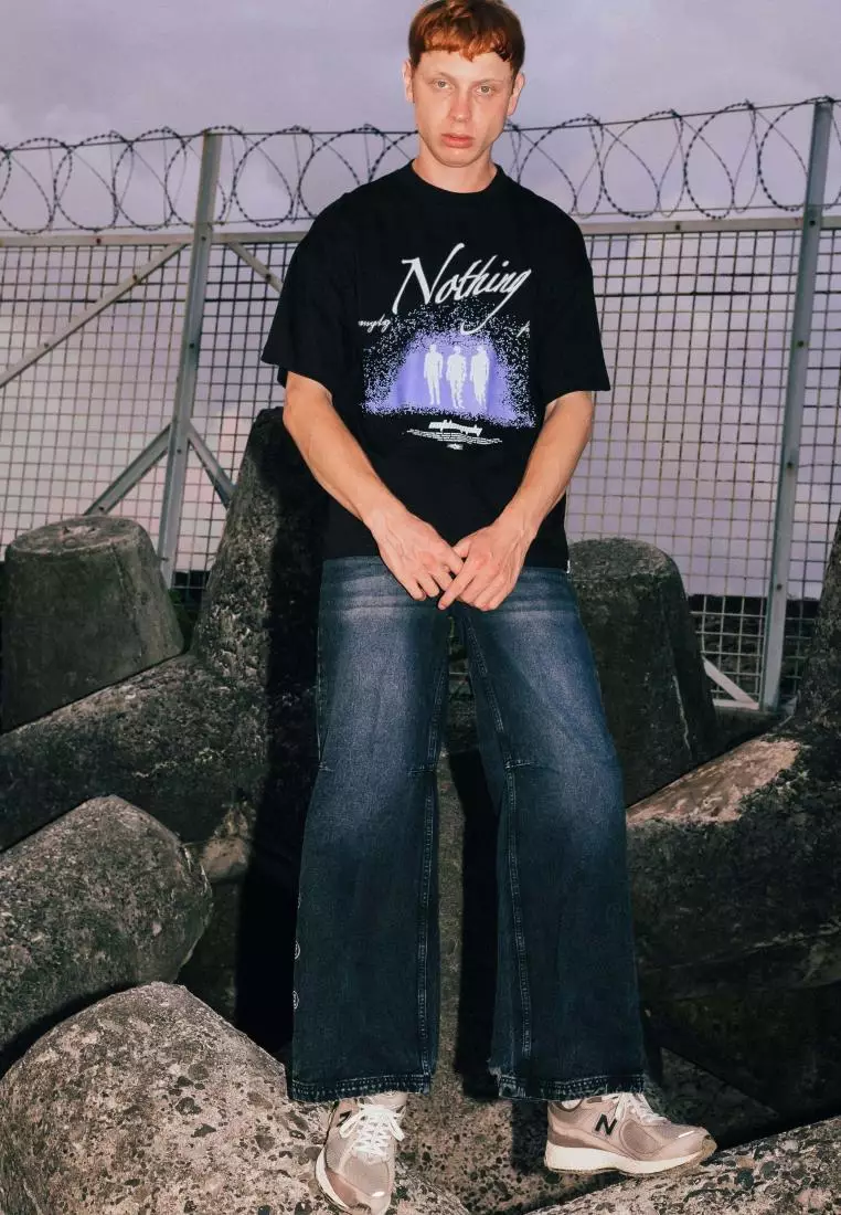 OOTDSUPPLY Boxy Fit Oversize Nothing Black l Tshirt Boxyfit l Kaos Boxy OVZB005