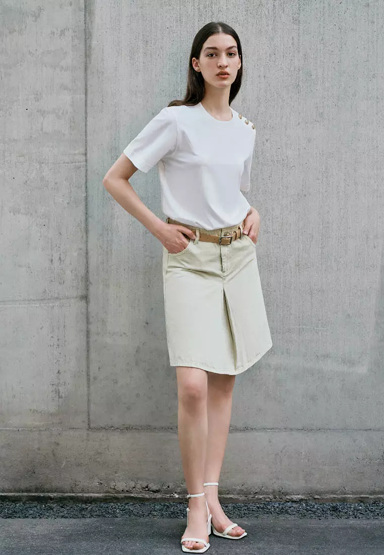 Waist belt denim skirt cheap