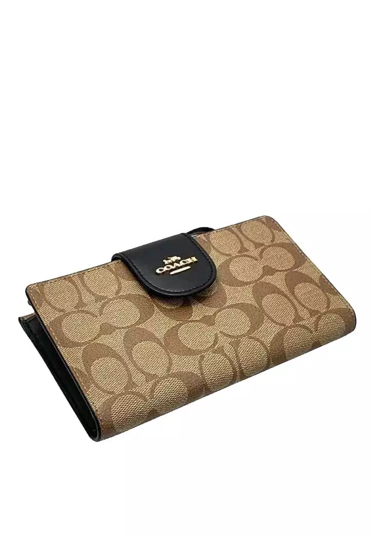 INCOMING ETA END NOVEMBER 2023] Coach Tech Wallet In Colorblock Signature  Canvas in Light Khaki/Light Saddle (C2874) - USA Loveshoppe