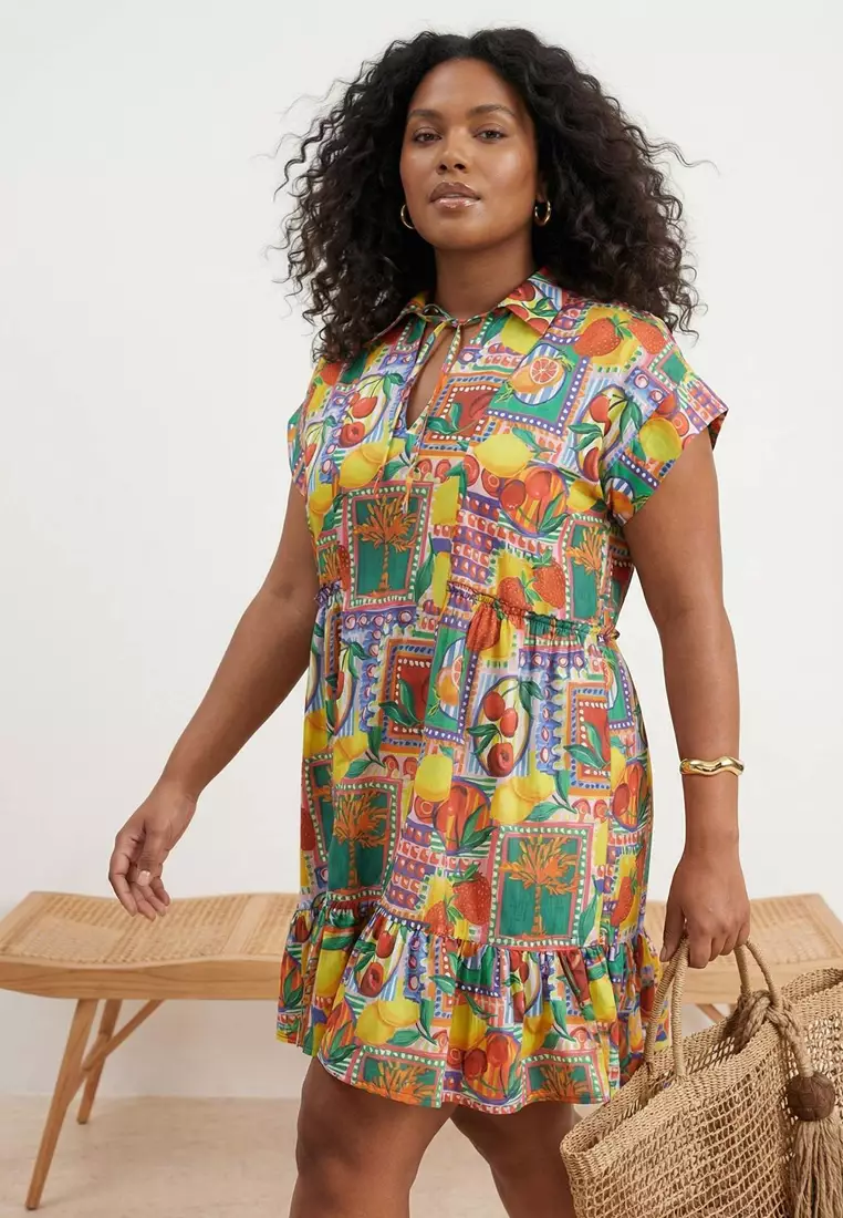 Beach Dresses Cheap Plus Size Summer Clothes Women's Plus Size Chiffon Beach Dress, V Neck, Elastic