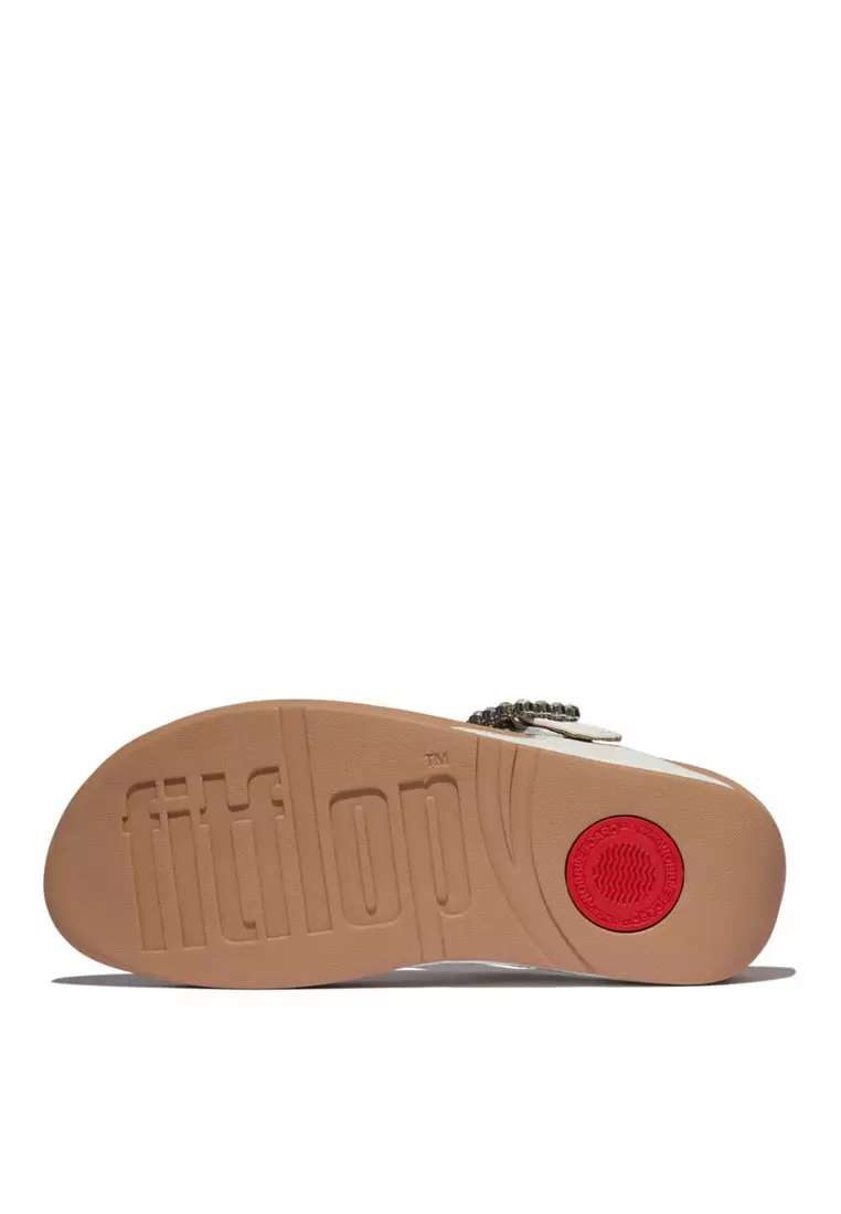 FitFlop LULU Crystal-Buckle Leather Toe-Post Sandals - Urban White (E1D-194)
