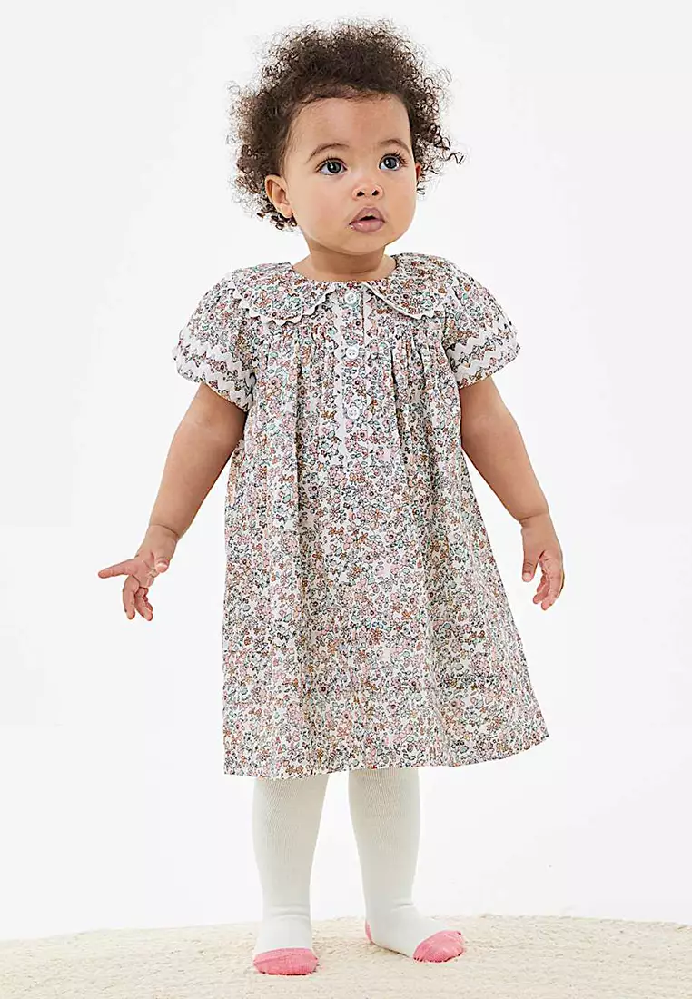 2pc Cotton Rich Floral Dress & Leggings Outfit
