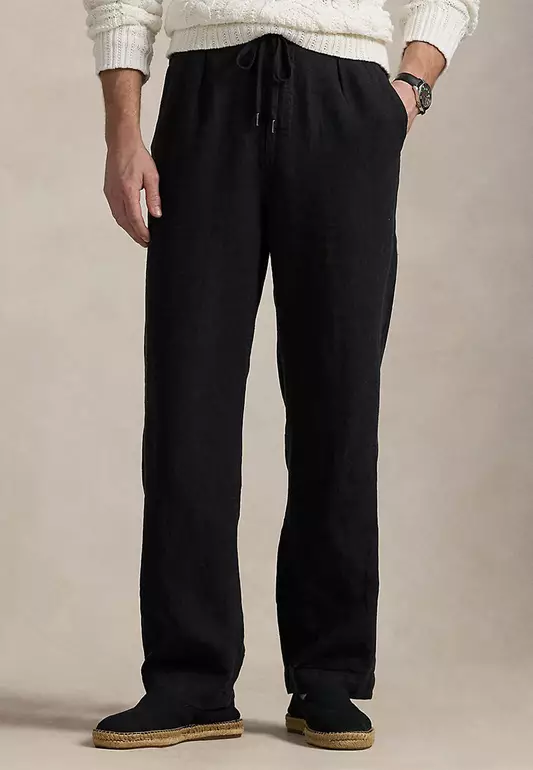 Lateef Relaxed Fit Pleated Linen Pant
