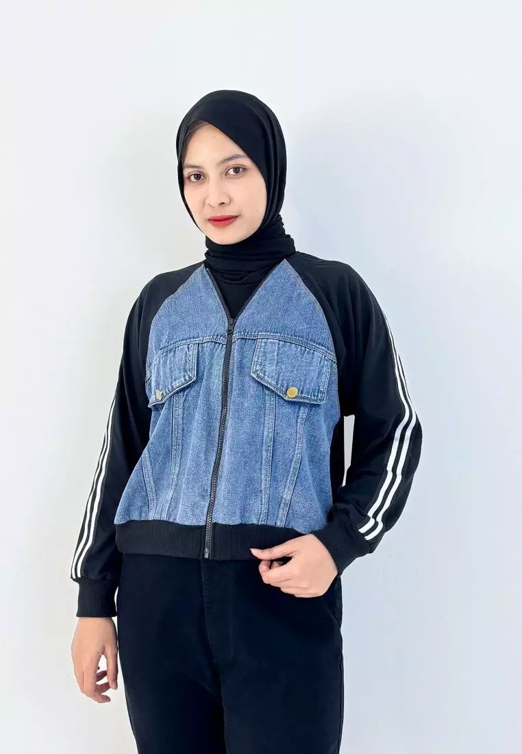 Jacket Lini Sporty - COMB DENIM BABYTERRY - Hitam