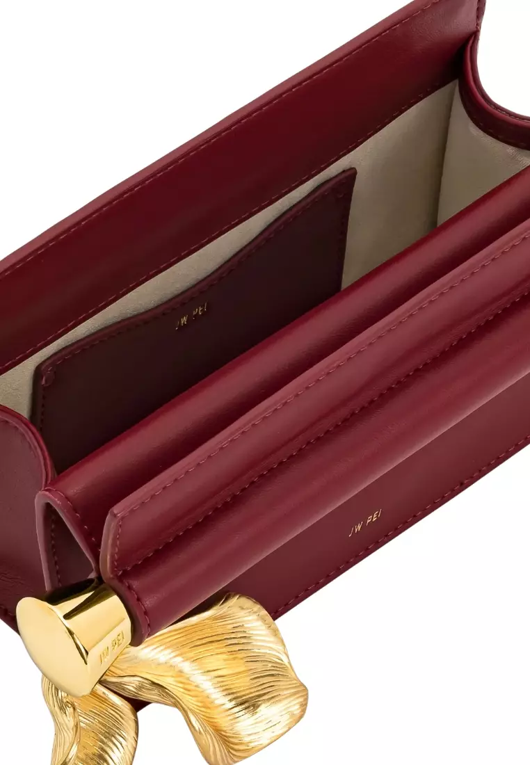 Holly Metal Pendant Embellished Clutch - Claret