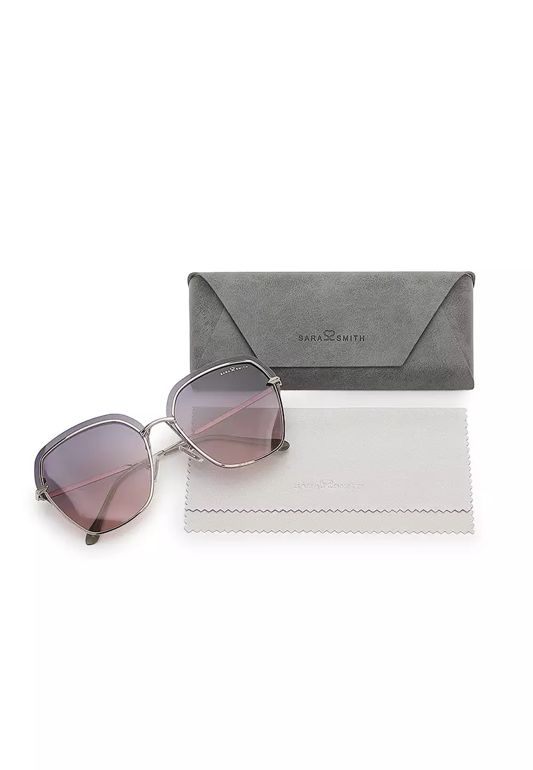 Unisex Polarized Square Sunglasses - Nickel White / Tea-Pink