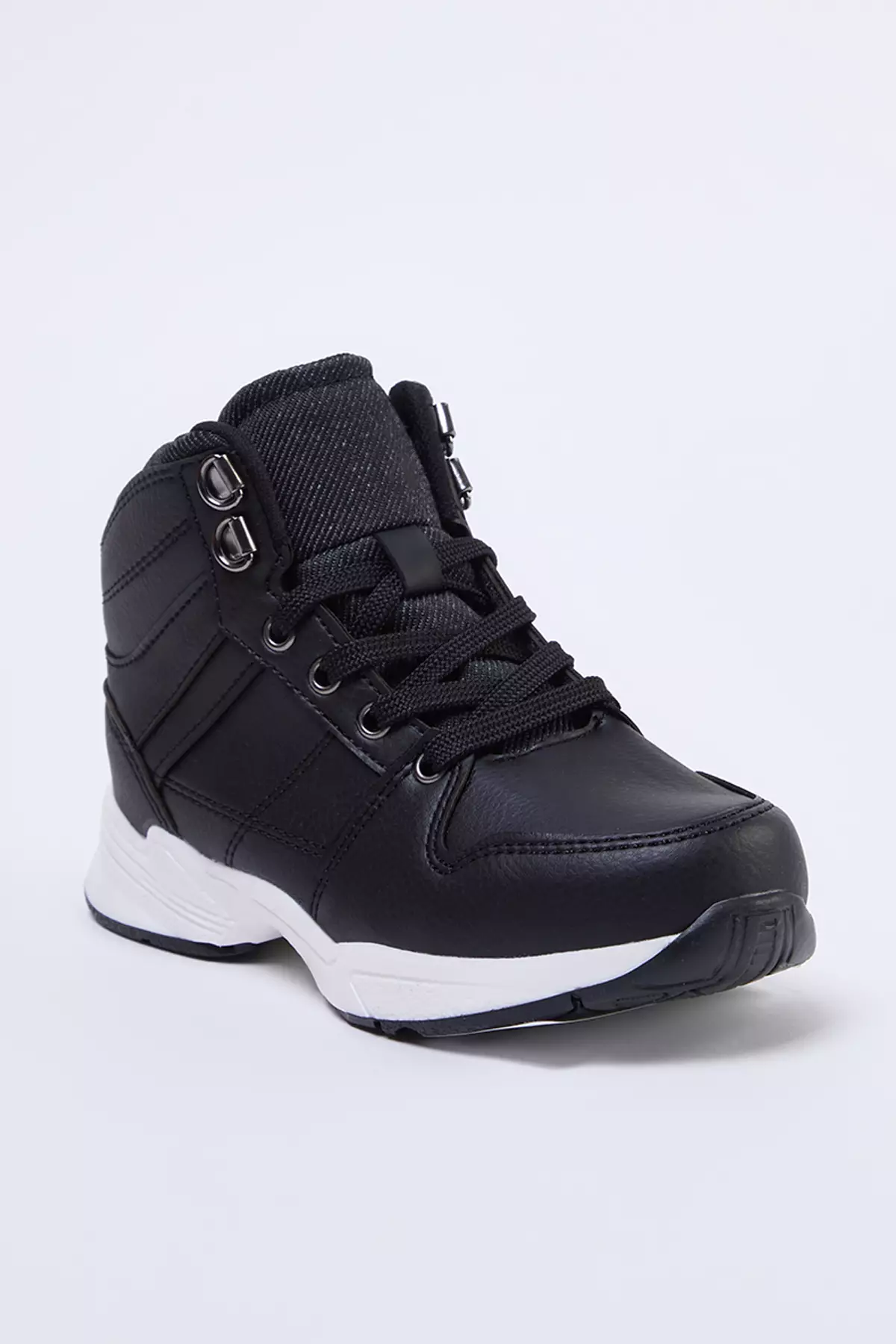 Black Lace-Up Trekking Big Boy Kids Sneakers Takaw25Sn00025