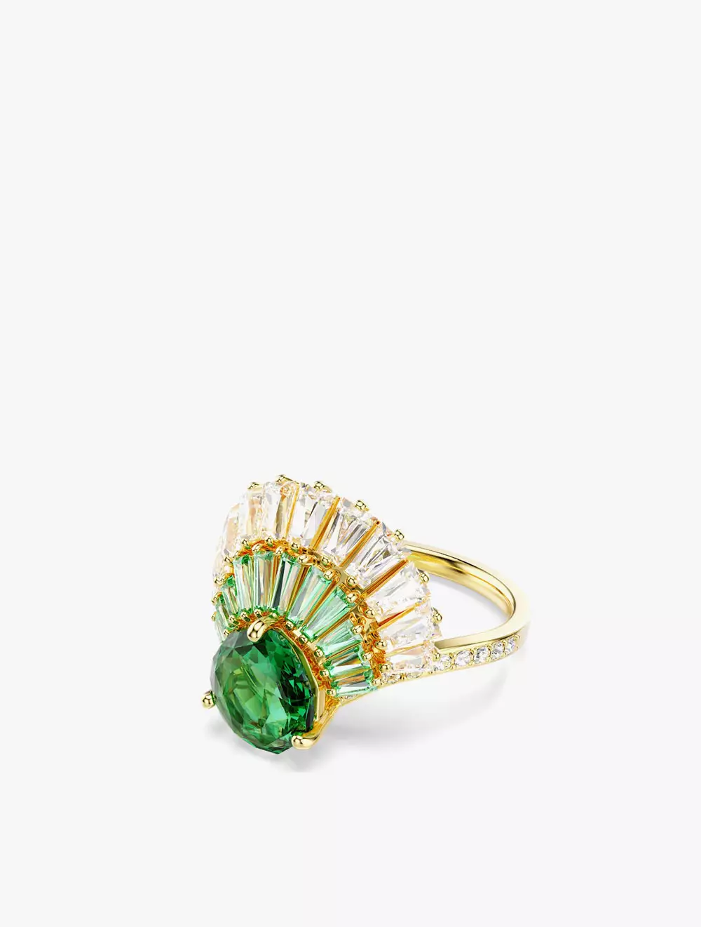 Idyllia Ring, Mixed Cuts, Shell, Green, Gold-Tone Plated - Green