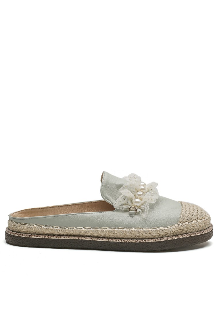 Pearl Chain Synthetic Leather Espadrilles PS613-2