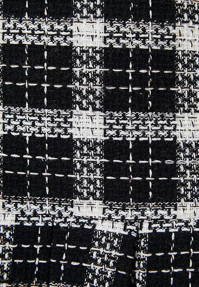 Tweed Pleated Mini Skirt Slim Fit