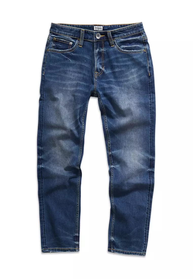 Chevignon Mens Dark Tone Washed Coolmax Stretch Denim Jeans 2024