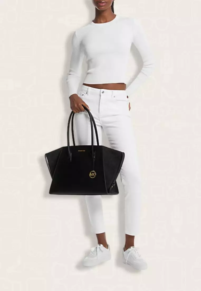 Michael Kors Avril Extra-Large Leather and Suede Tote Bag Black