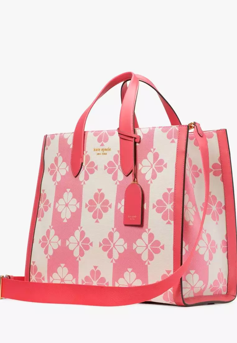 Kate Spade Flower Two-tone Canvas Manhattan Large Tote Pink