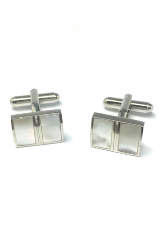 Splice Cufflinks white and silver Pearl White 2 Section Cufflinks SP744AC32FSLSG_1