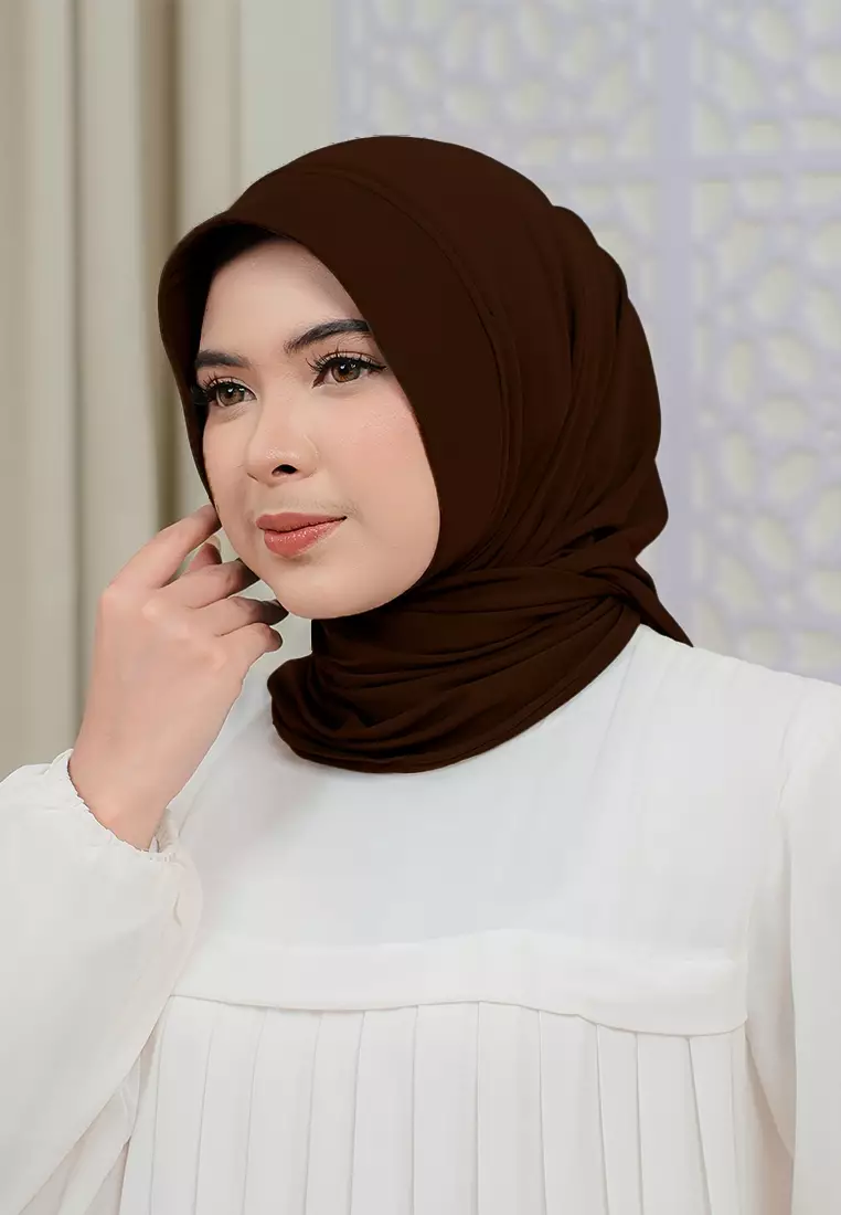 HIJAB INSTAN SOFTPAD AMEENA - DARK BROWN