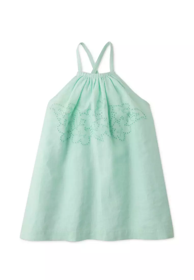 Baby Girls Swing Dress With Cut Out Lace Detail