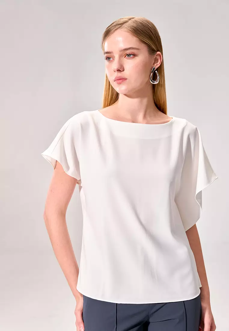 White Asymmetrical Shoulder-to-Shoulder Top