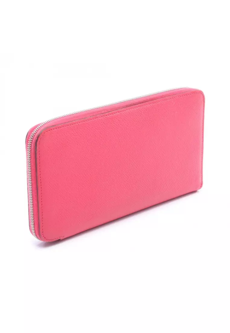 Pre-Loved Hermès Azap Long silk in rose extreme round zipper long wallet Veau epsom pink silver hardware A stamp