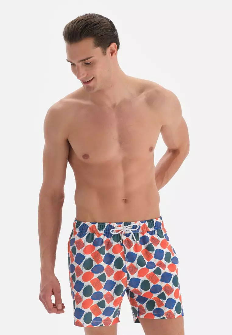 DAG White Orange Shorts Animal Printed Short Leg