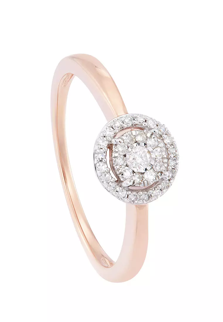 Buy HABIB HABIB Reverse Tapered Double Halo Diamond Ring in 375/9K Rose ...