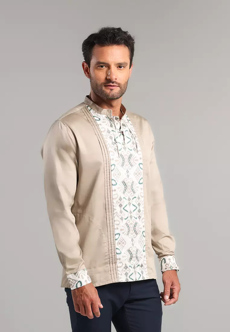 MOC Kemeja Shanghai Lengan Panjang Pria Aksa - Brown