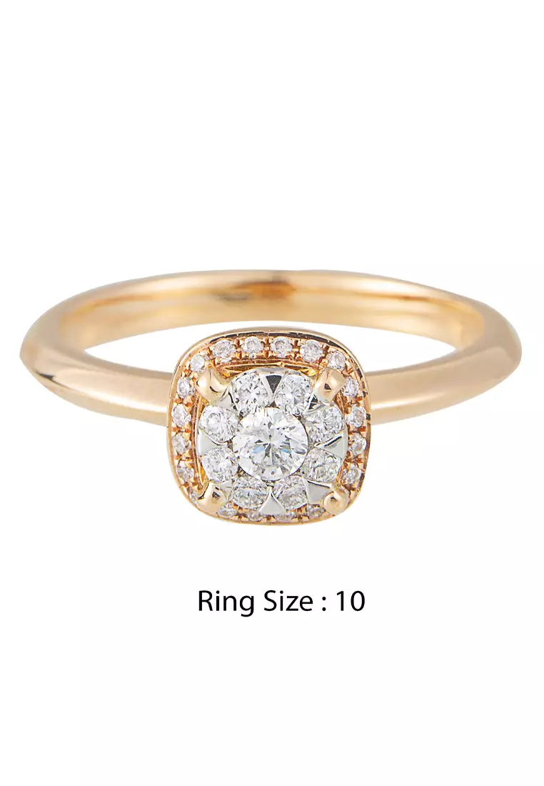 LITZ 18K 玫瑰金鑽石戒指 DR3644