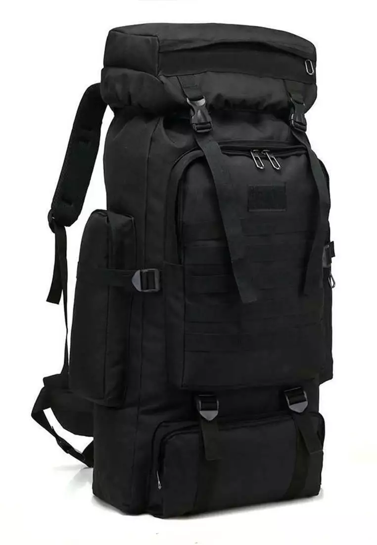 Jovin Tas Ransel Militer Pria Hiking Kamuflase Waterproof 80L Material Oxford ORIGINAL - Black