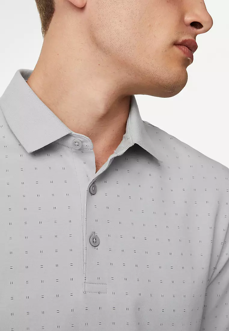 Pure Cotton Geometric Print Polo Shirt