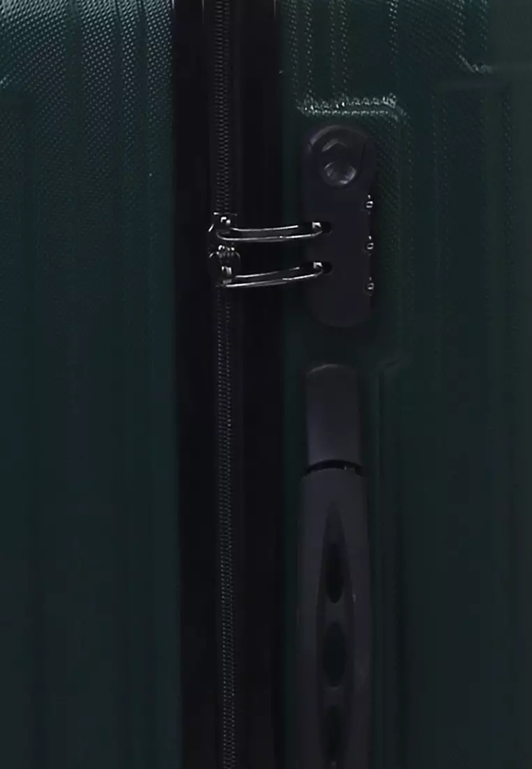 Isvara Tas Koper Hardcase Unisex One Set Suitcase Number Code Combination Lock Large Compartment Material ABS+PVC Coated ORIGINAL - Green