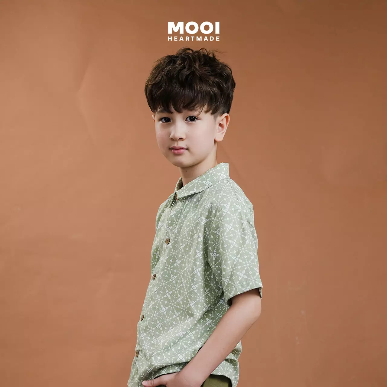 Mooi Atasan Batik Kemeja Anak Laki-Laki Mahagra Batik Shirt - Light Coral