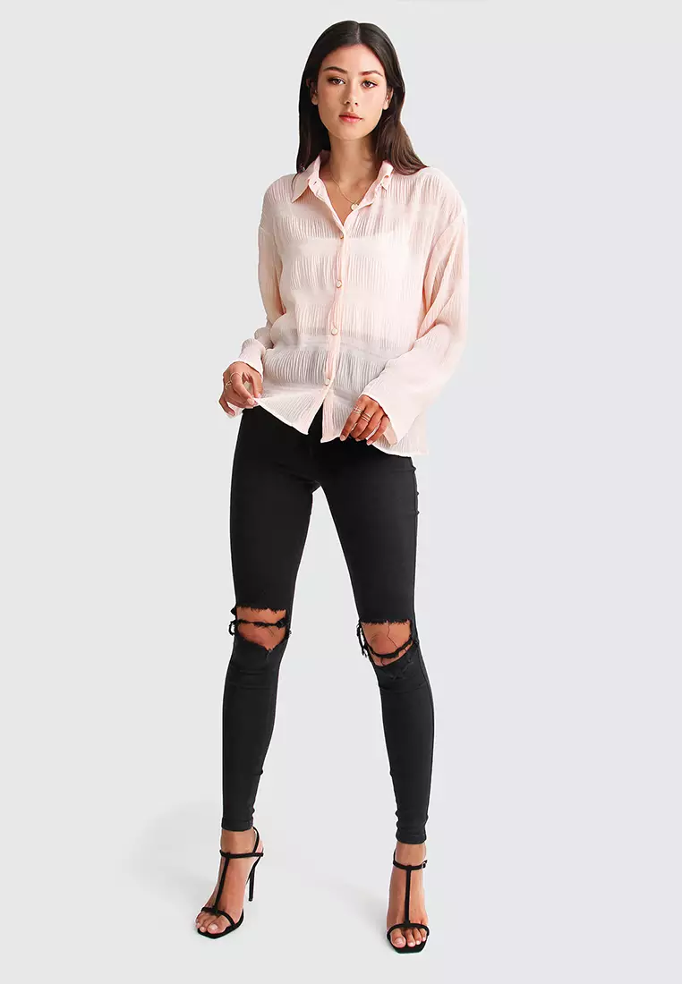 Yoko Shirred Chiffon Blouse
