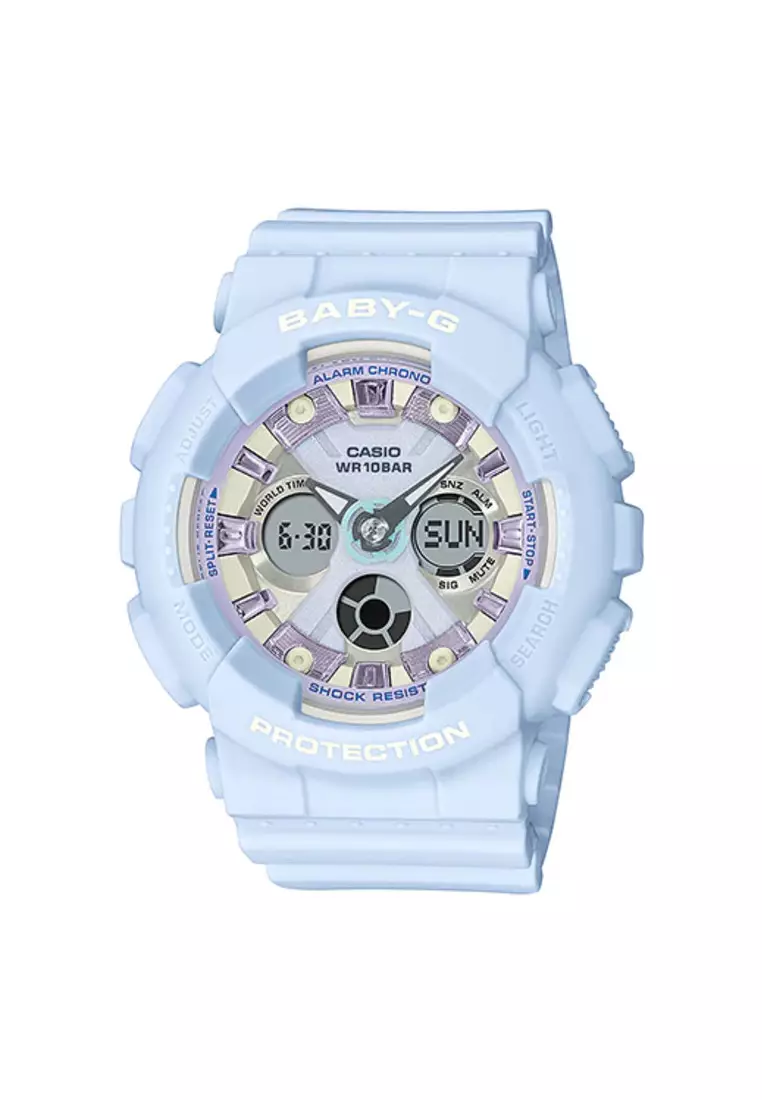 Casio Baby G Women s Analog Digital Watch BA 130WP 2A Blue Resin Band Sport Watch