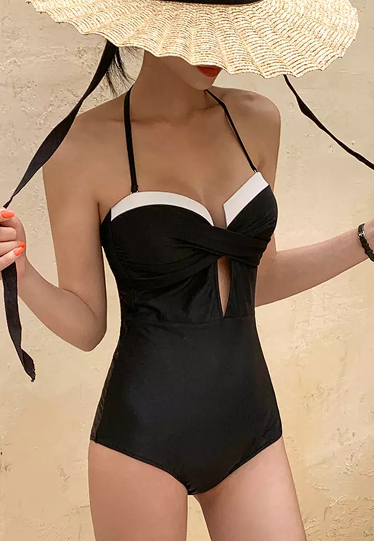 Sexy Halter Sling Covering Belly One-Piece Swimsuit A21071415