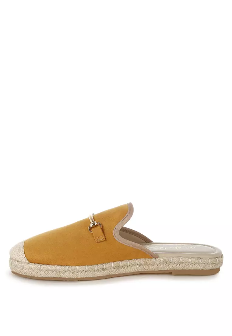 Horsebit Detail Espadrilles Mules In Brown