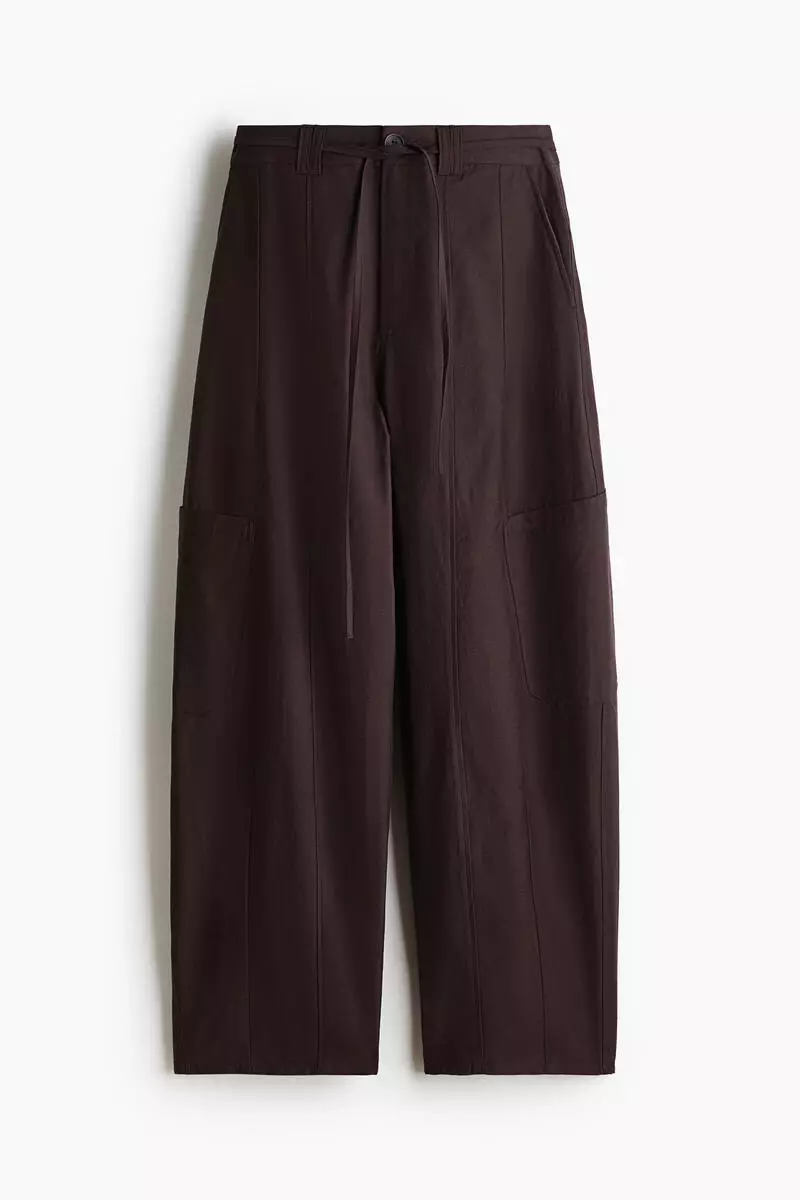 Tie-belt cargo trousers