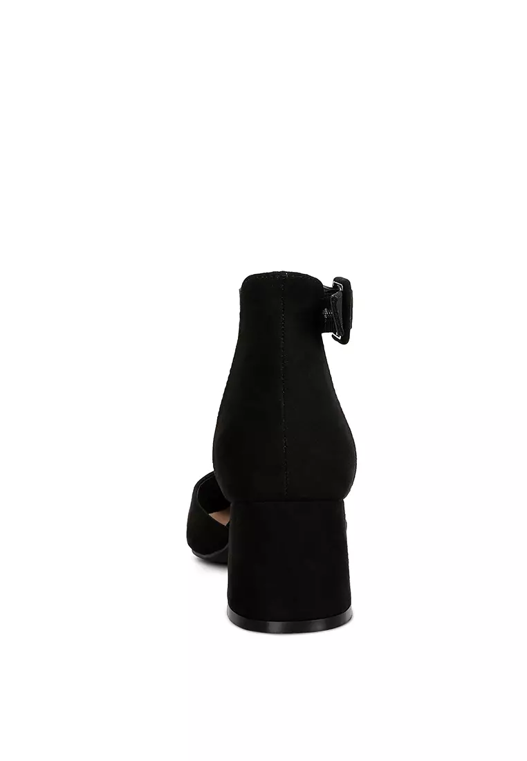 Sandal Kasual Bertumit Tengah Hitam