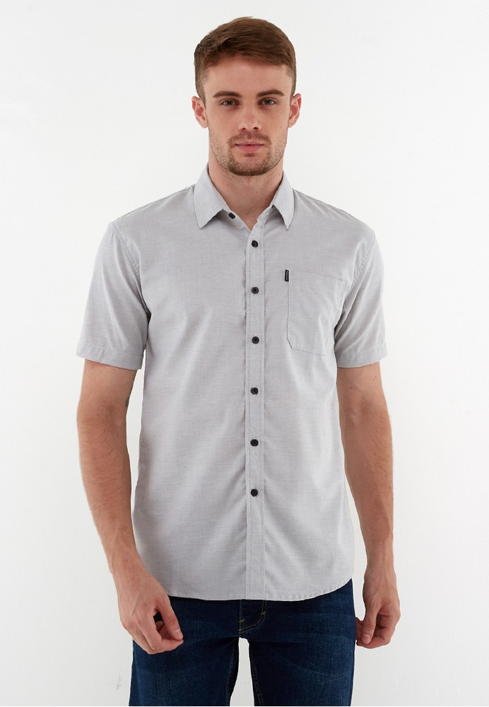 Jual Screenplay Kemeja  Lengan Pendek Oxford Light Grey 
