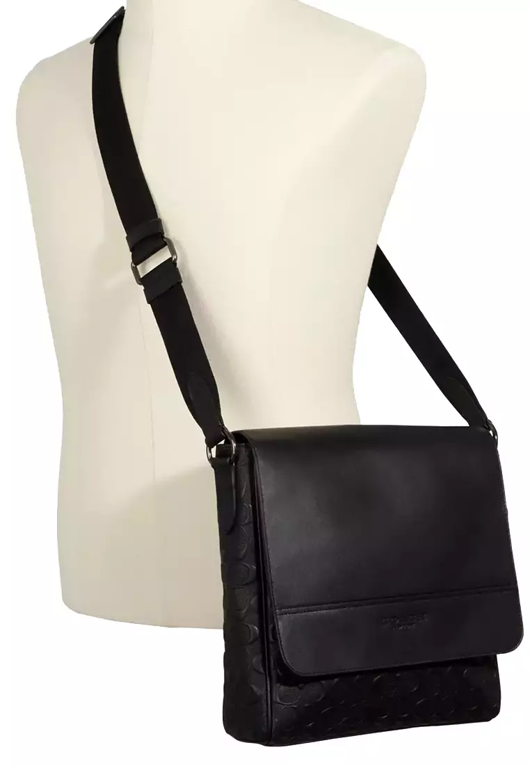 Houston Map Bag In Signature Leather in Black 4006