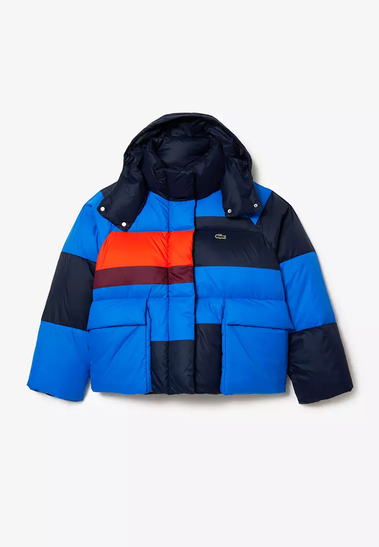 Buy Lacoste Oversized Colourblock Down Jacket, Adjustable Hood 2023