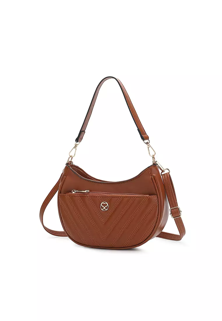 Women's Top Handle Bag / Sling Bag / Crossbody Bag / Shoulder Bag (手拿袋 / 斜孭袋 / 單肩包) - 棕色