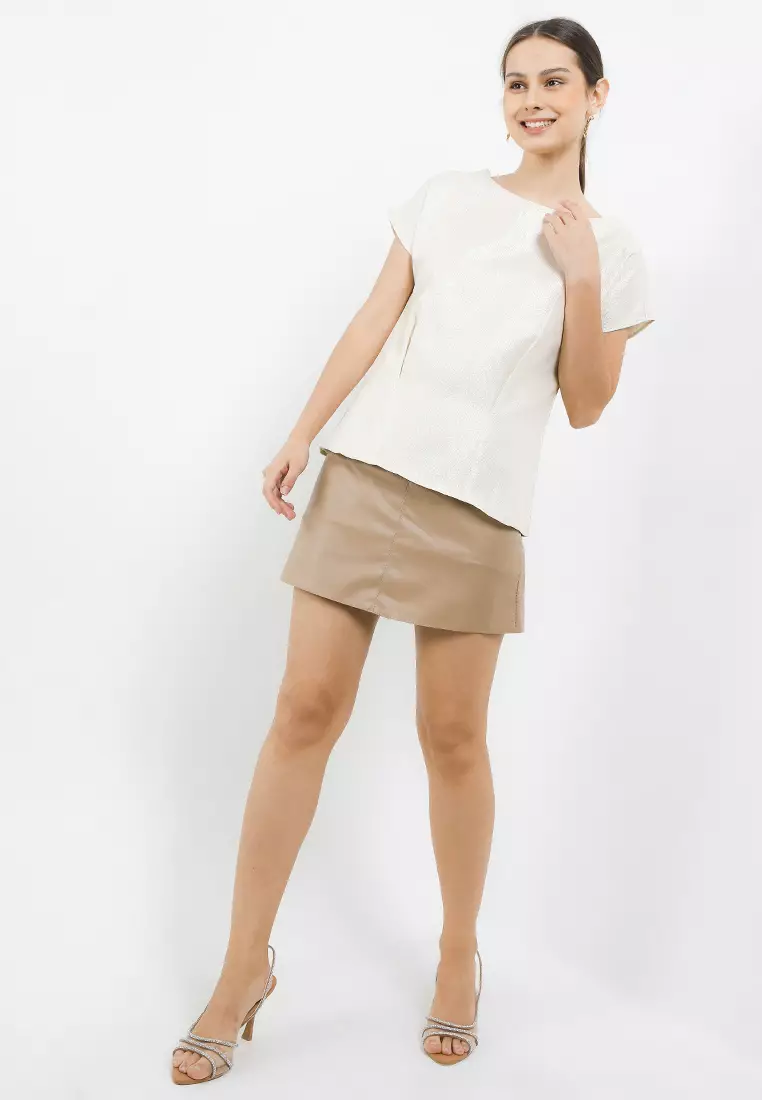 Gina Blouse In Offwhite Glitter