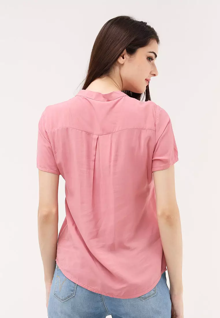 Short Sleeves Chinese Collar Blouse