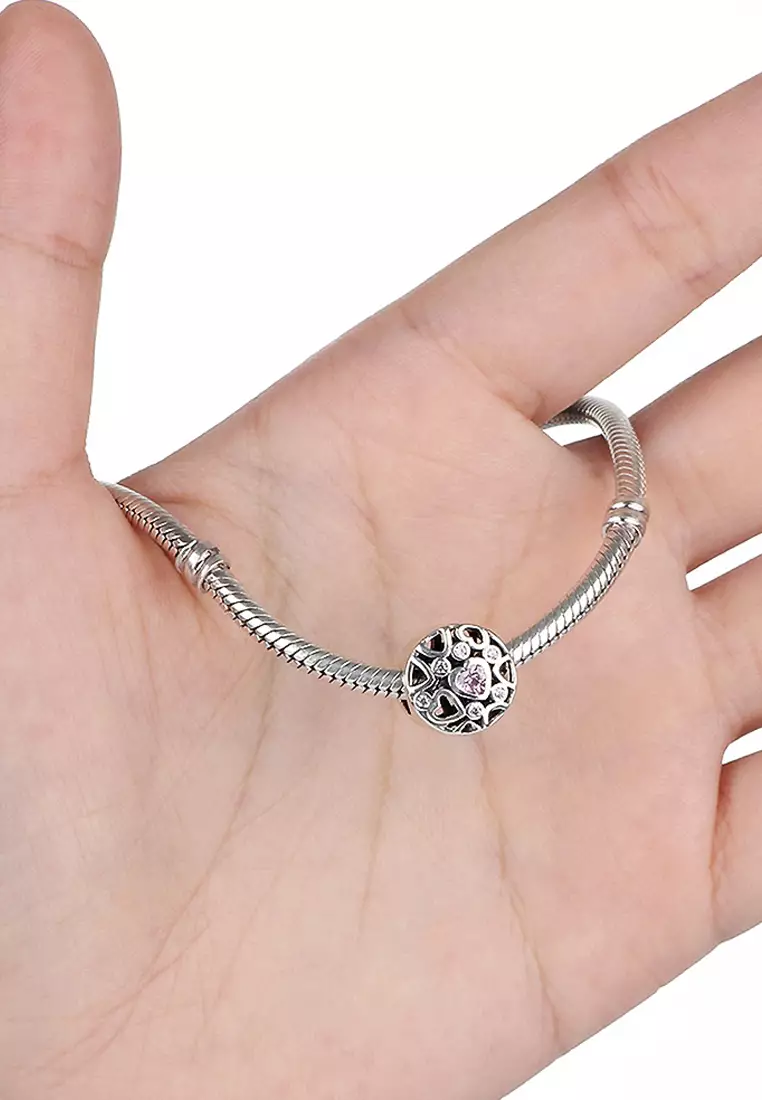 Solid 925 Sterling Silver Lots of Love CZ Charm