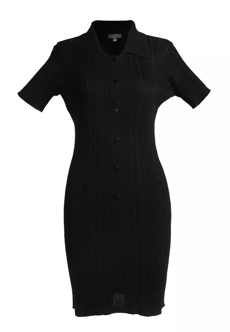 Dress Sweater Bodycon Kerah Marsala