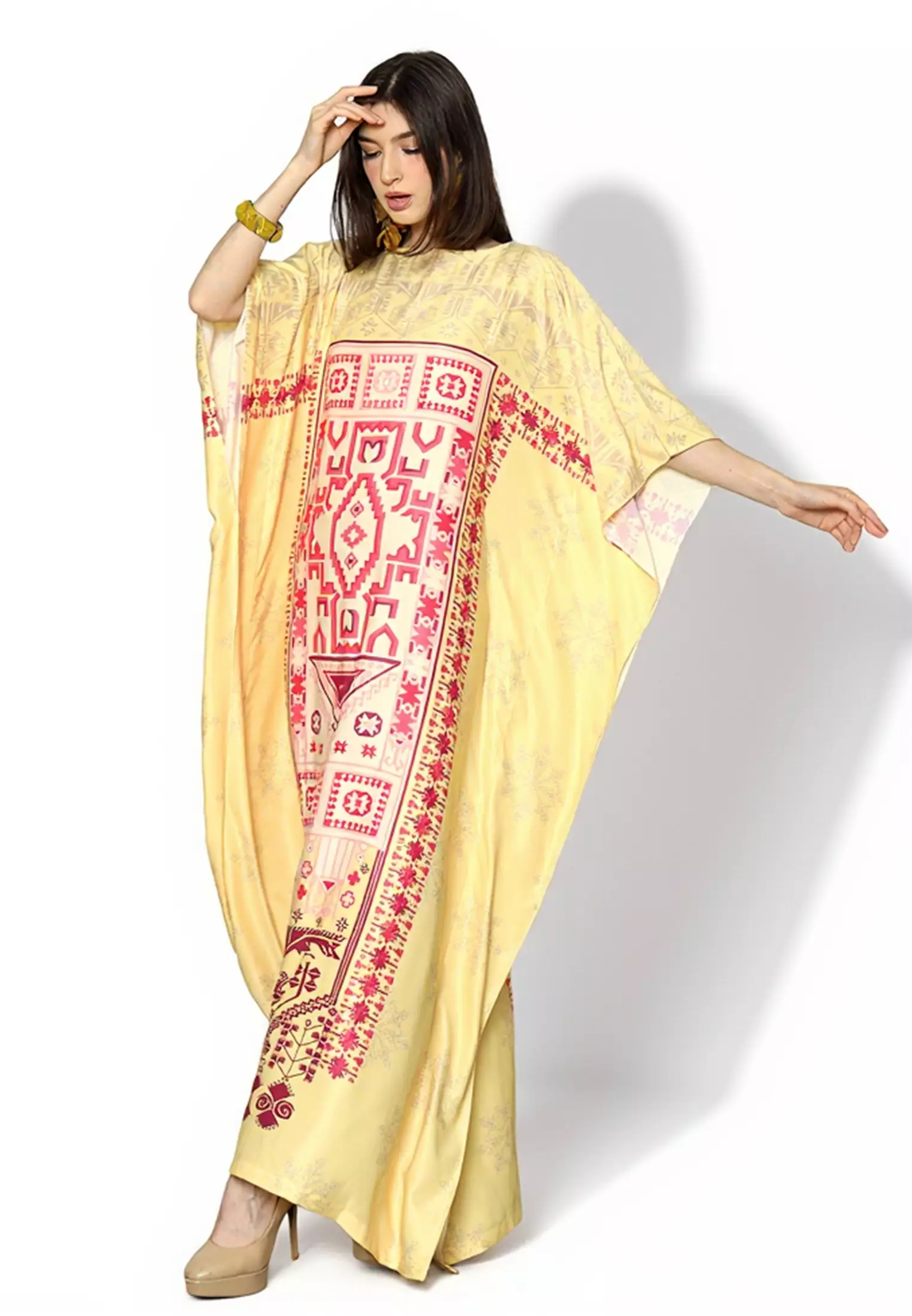 Kanzi Collection Short Sleeve Modern Abstact Kaftan